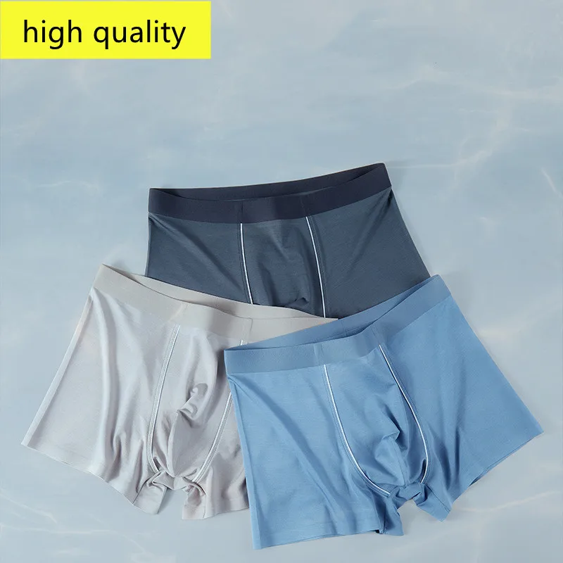 3-piece combination men's modal underwear high elastic plus size seamless boxers solid color boyshort men