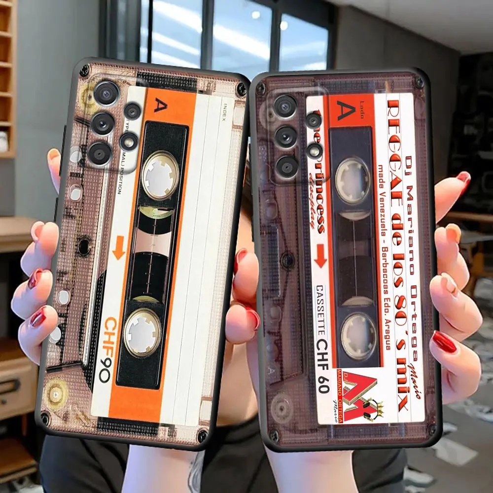 

Vintage Cassette Tape Retro Style Phone Case For Samsung Galaxy S22 S21 S20 FE Ultra S10 S10E S9 S23 Lite Plus Black Cover Funda
