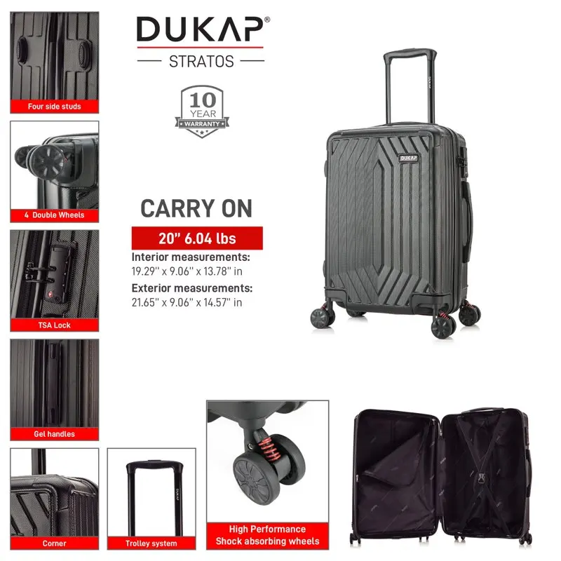 STRATOS lightweight hardside spinner 20 inch carry-on Black
