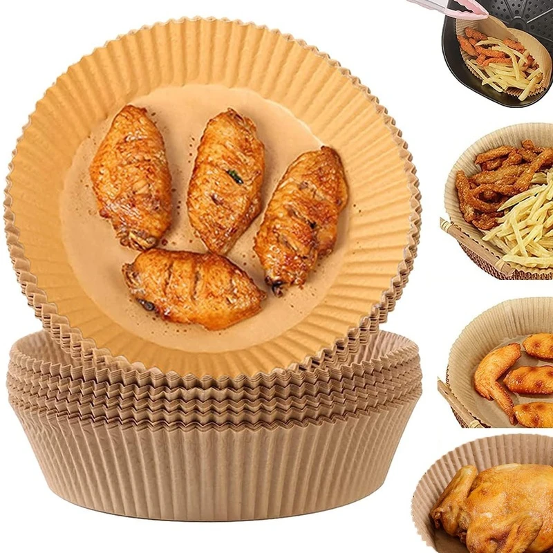 

50pcs Air Fryer Disposable Paper For Air Fryer Cheesecake Air Fryer Accessories Parchment Wood Pulp Steamer Baking Paper