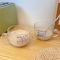 glass cup practical lovely multifunction cute large capacity glass water cup mug for home milk juice mug glass mug