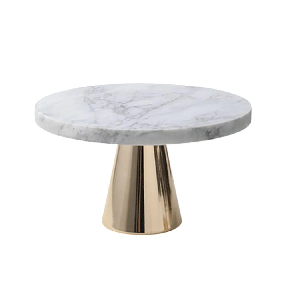 

1Pc Creative Marble Plate Marble Cake Plate Jewelry Display Plate (Golden Grey)