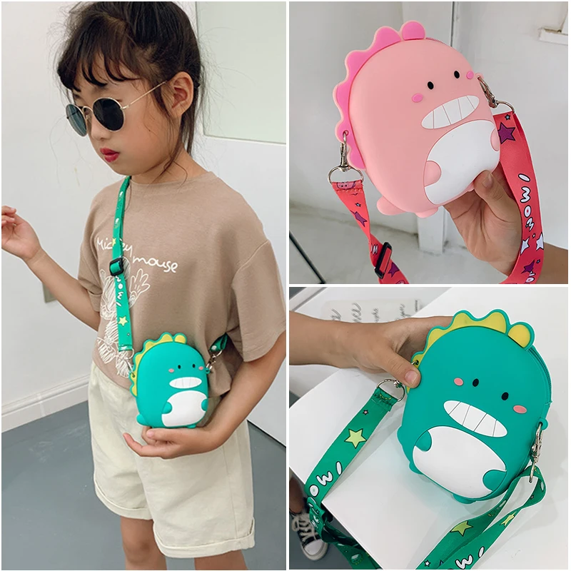 

Lovely Dinosaur Waist Bag Cute Girl Travel Wallet Children Backpack Silicone Mini Satchel Bag Messenger Bags Kids Cartoon Bags