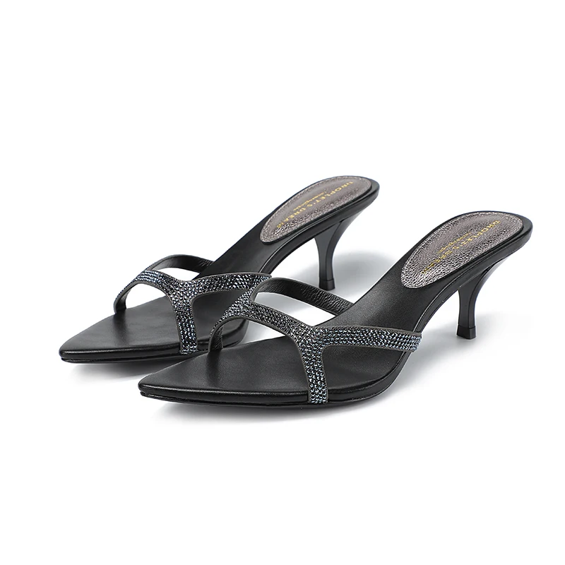 Summer New Women's Shoes 6cm Fashion High Heels 35-43 Plus Size Banquet Shoes Sexy Genuine Leather Pointed Women's Party Shoes