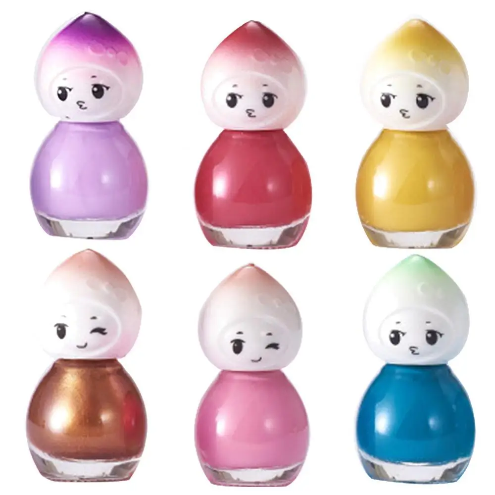 Лак для ногтей с изображением мультяшных кукол прозрачный яркий быстросохнущий