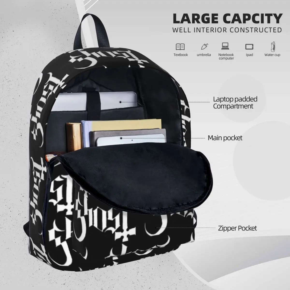 Рюкзак Rock Band Ghost BC 4 вместительная школьная сумка для учебников на плечо ноутбука