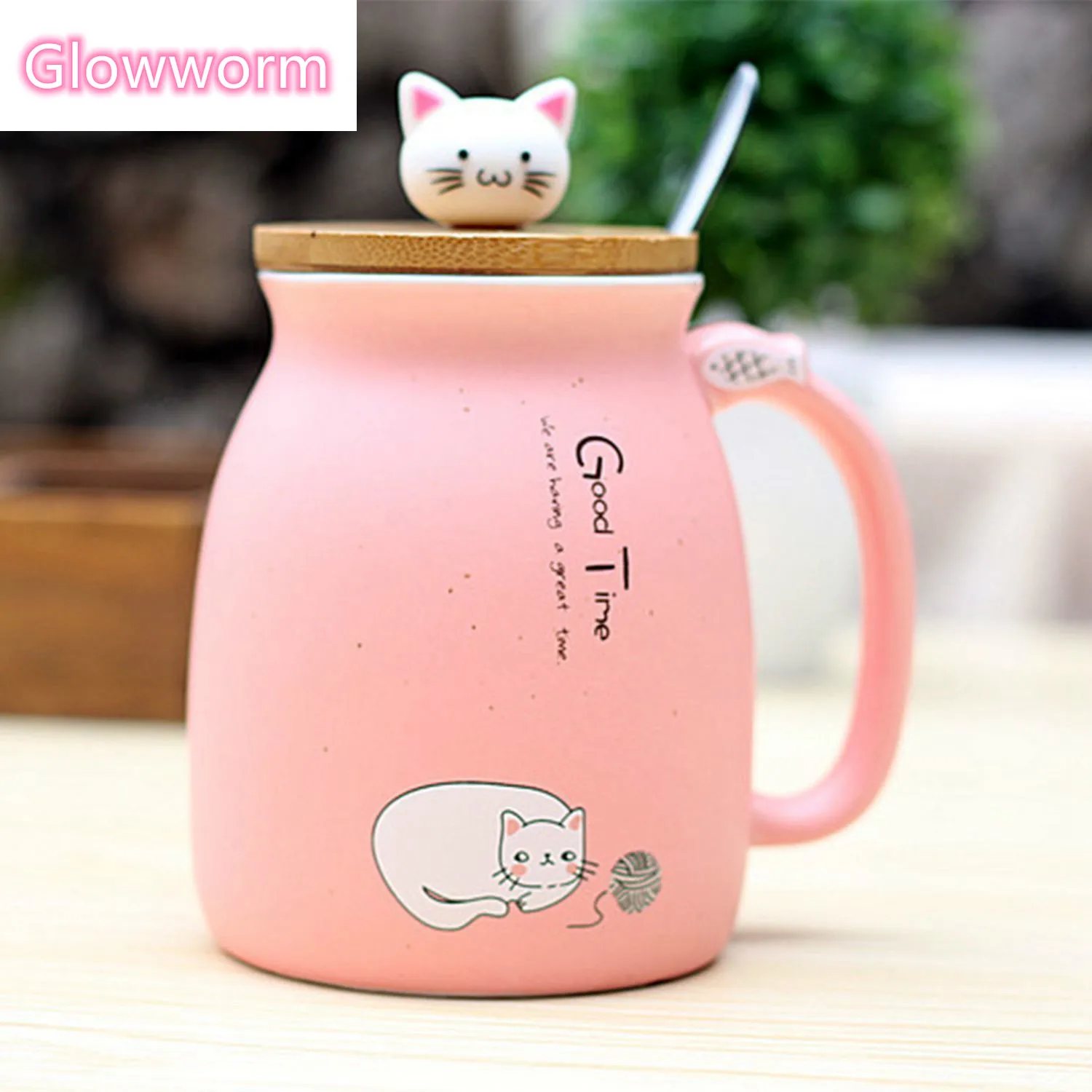

450ml New Sesame Cat Heat-resistant Cup Color Cartoon with Lid Cup Kitten Milk Coffee Ceramic Mug Children Cup Office Gifts