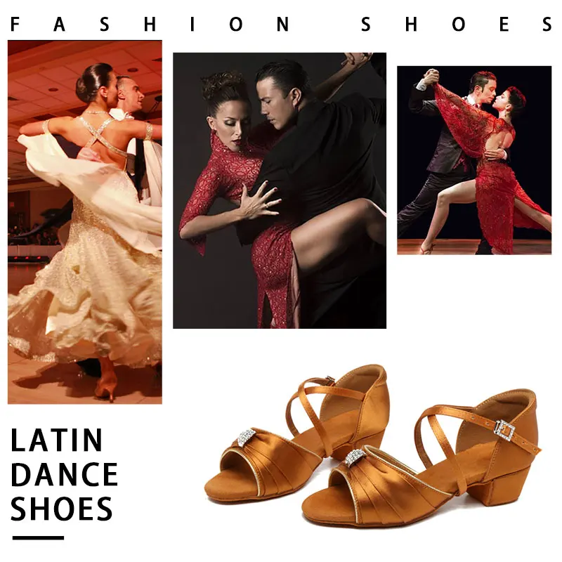 SWDZM New Girl's Latin dance shoes Women Ballroom/Tango/Salsa Low Heeled Fashion Salsa Sandals Party dancing shoes 3.5/4CM