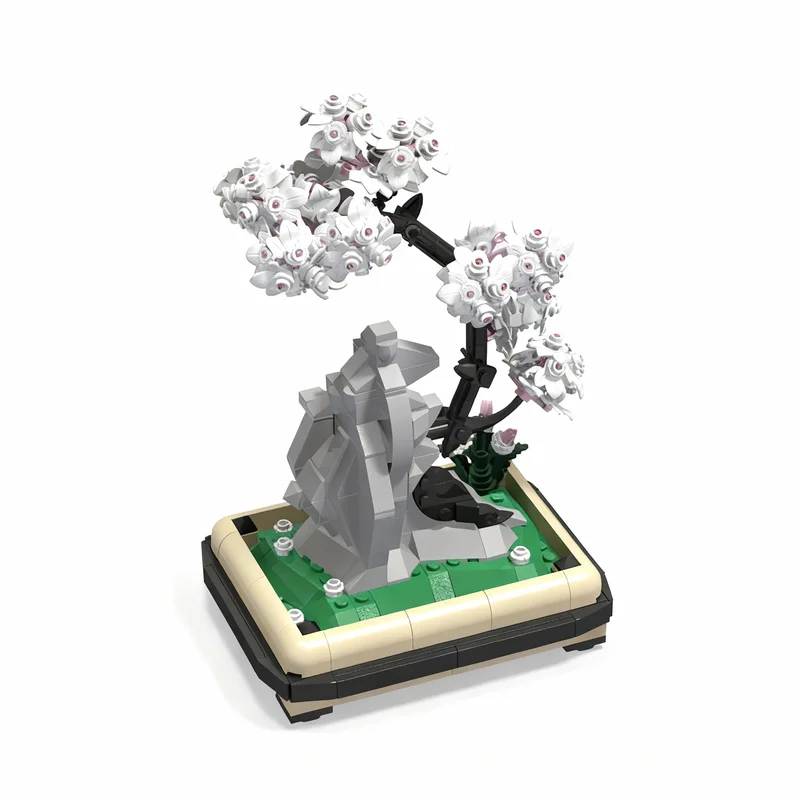 Фото 524 детали MOC Botanicals Sakura Black Bonsai A Rock, конструктор, развивающая игрушка, идея для подарка на Рождество, DIY, строительные блоки №4