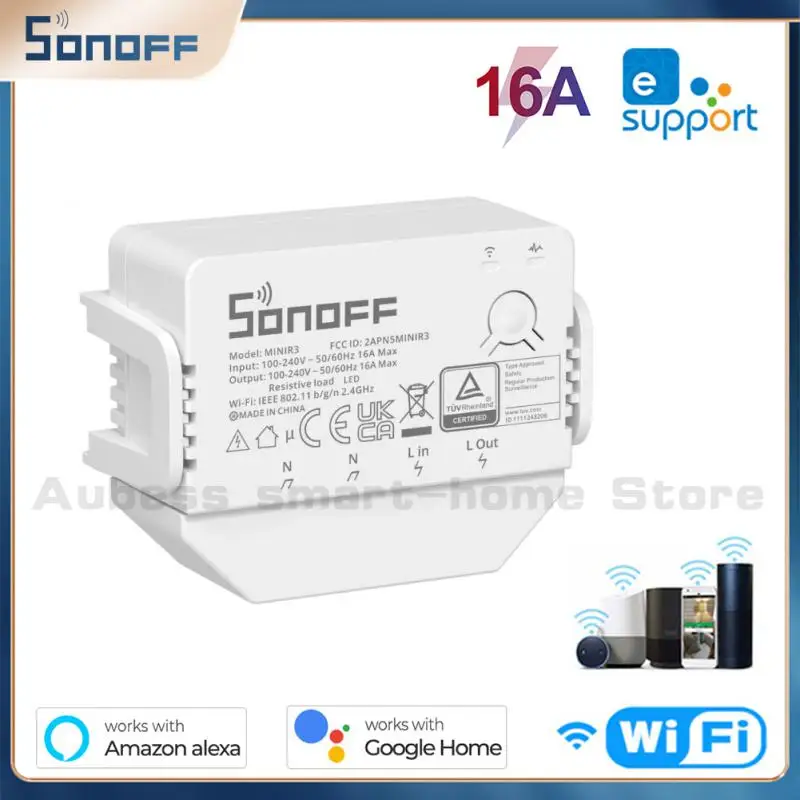 

Sonoff Mini R3 16A Wifi Smart Switch Bluetooth Met S-MATE Schakelaar Mate Geen Neutrale Draad Werk Voor Alexa Google Thuis