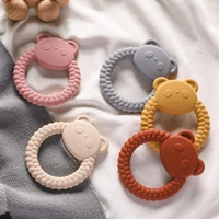 silicone teether baby cartoon bear shape teether ring bpa free newborn chew toys children%e2%80%99s educational toy baby accessories