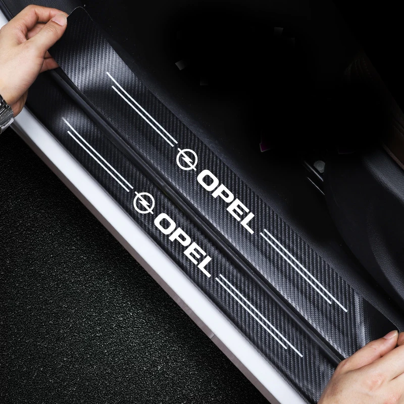 

4pc car Sticker door carbon leather Fiber Sill Plate For opel astra g j h k insignia opel vectra c zafira b corsa d c vivaro
