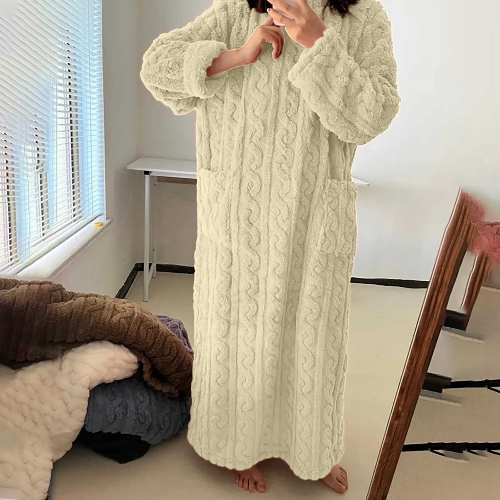 Фланелевая ночная сорочка для женщин размер M - XXL цвет в ассортименте