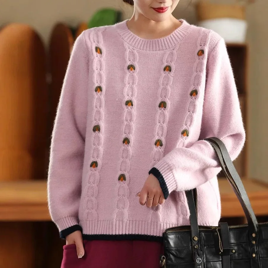 Свитер Traf хлопковый трикотаж свободный крой лиоцелл обычные пуловеры женская