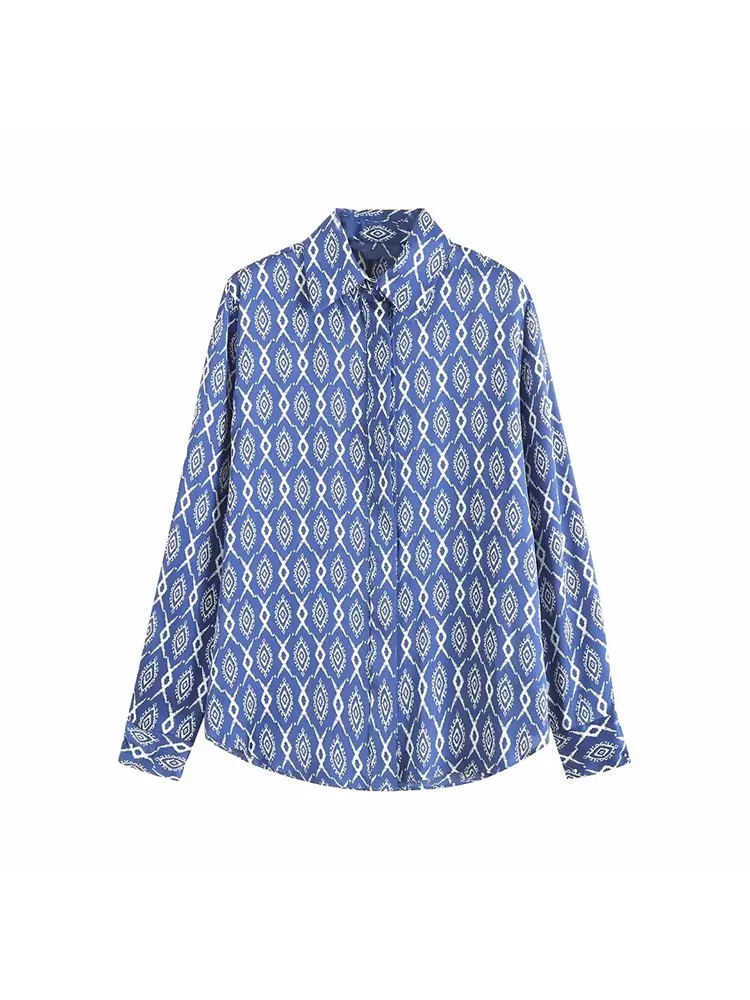 

Nlzgmsj Fashion Floral Printing Button Up Women Casual Blouses Female Shirts Lady Shirt Women F38