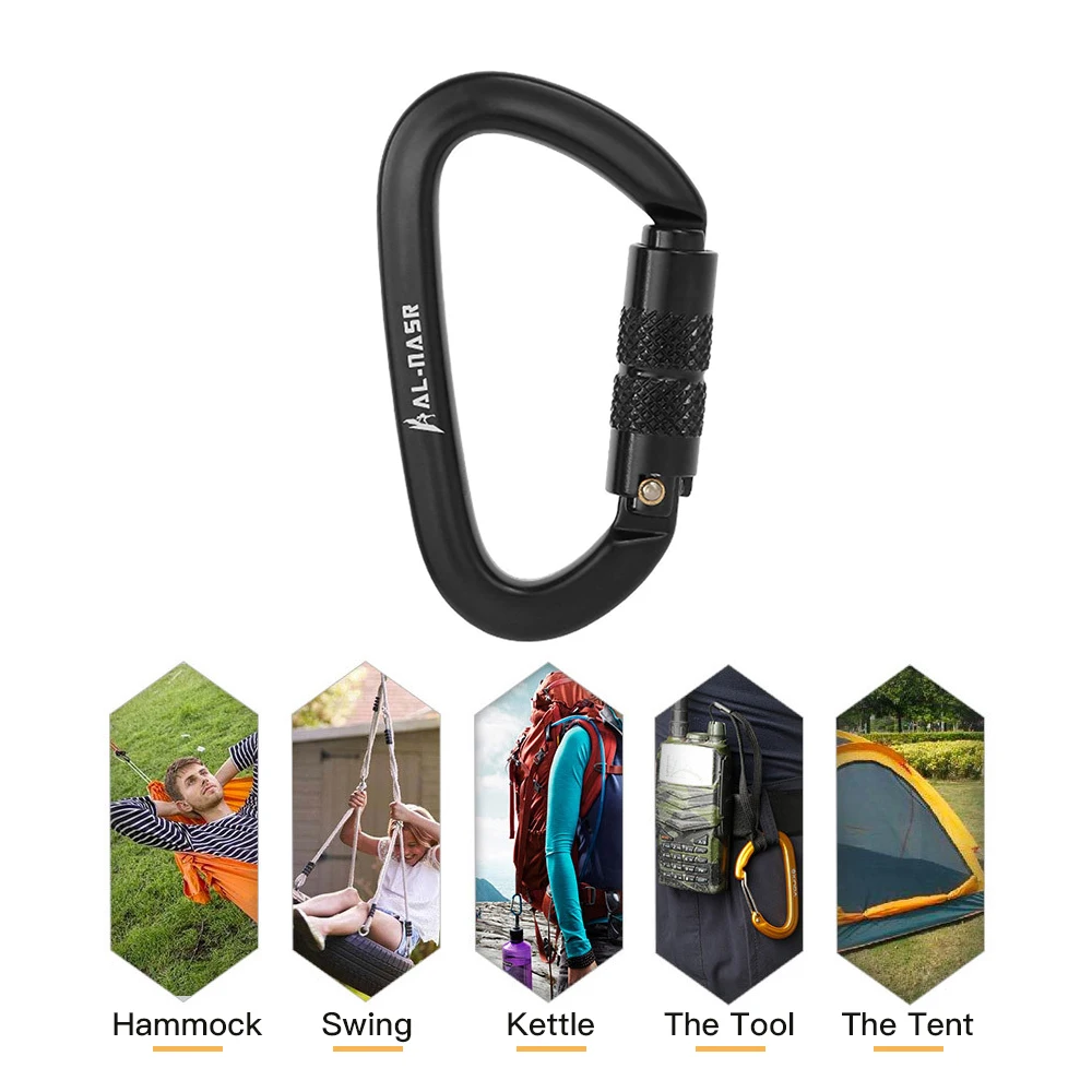 

10KN/ 16KN Twist Locking Gate Carabiner Certified Auto Lock Carabiner Outdoor D-ring Buckle Climbing Hammock Locking Clip