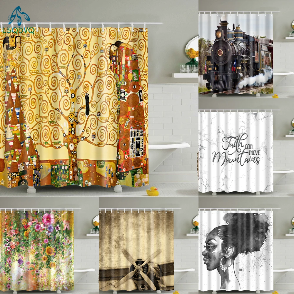 

Современное украшение для дома, занавеска для душа с рисунком Африканской женщины, водонепроницаемая занавеска для душа из полиэстера с 12 крючками