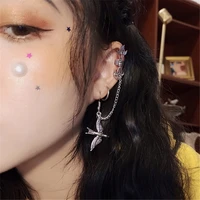 gothic punk style cross clip earrings swallow dangle drop earrings for women mens metal cool earrings party jewelry