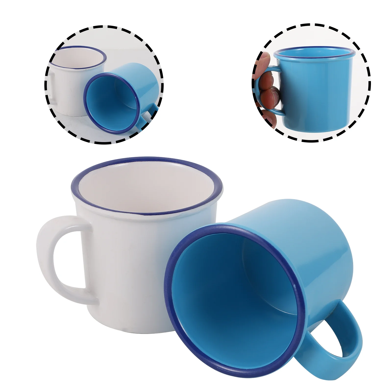 

2 Pcs Creative Brightly Colored Mugs With Handle Imitation Enamel Water Cups (Assorted Color)