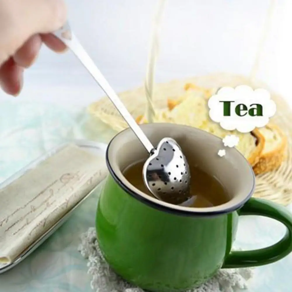 

Heart Shape Stainless Steel Tea Infuser Spoon Strainer Steeper Teapot- Filter Teakettle Locking Tea Filter Seasoning Ball Strain