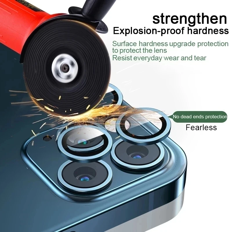 2-3Pcs Lens 11 12 13 Pro Max Metal Ring Protector Glass For Iphone 15 14 Plus 13Mini Camera Film