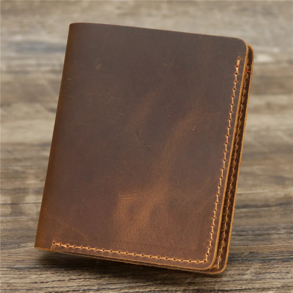 Vintage Card Holder Men Genuine Leather Credit Card Holder Small Wallet Money Bag ID Card Case Mini Purse For Male images - 6