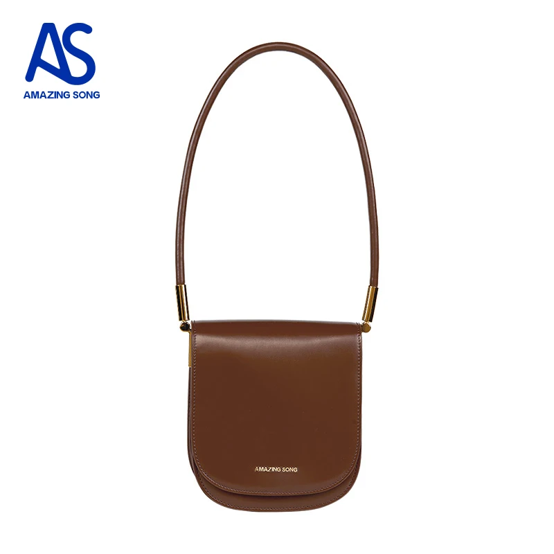 

Amazing Song Anna One Shoulder Saddle Bag New Women's Simple Cowhide Underarm as Bag Macaron