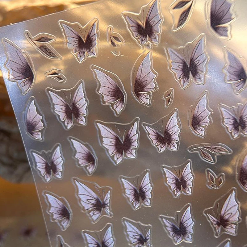 Полупрозрачные полые наклейки для ногтей Maillard с бабочкой 5D рельефные