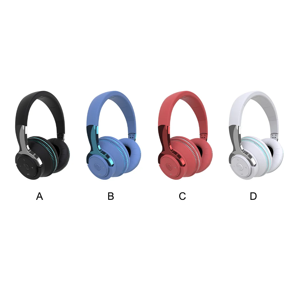 

Беспроводные наушники H2, полноразмерные складные наушники с сабвуфером и креплением на голову, Накладные наушники со светодиодной подсвет...