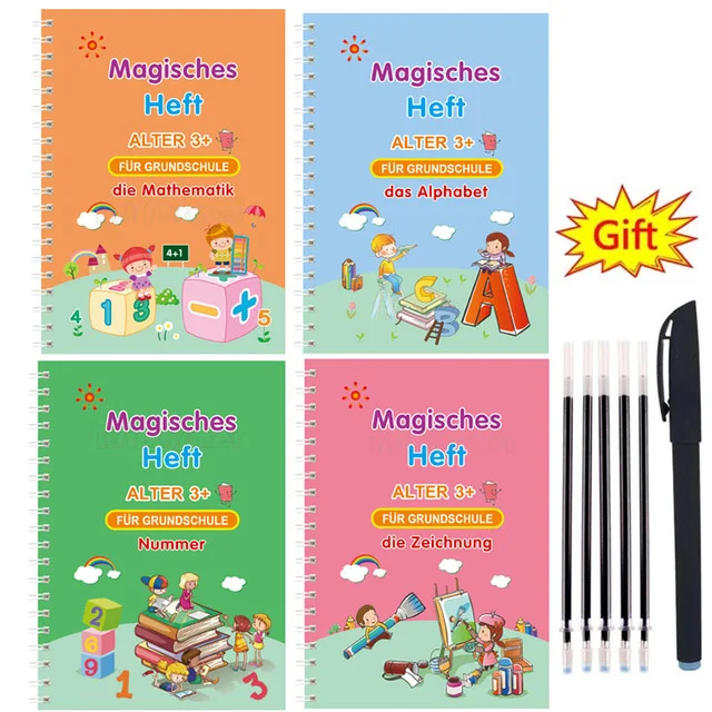 

New German Magic Books for Children Alphabet Reusable Handwritten Magic Notebook Writing for Calligraphy Set Montessori Copybook