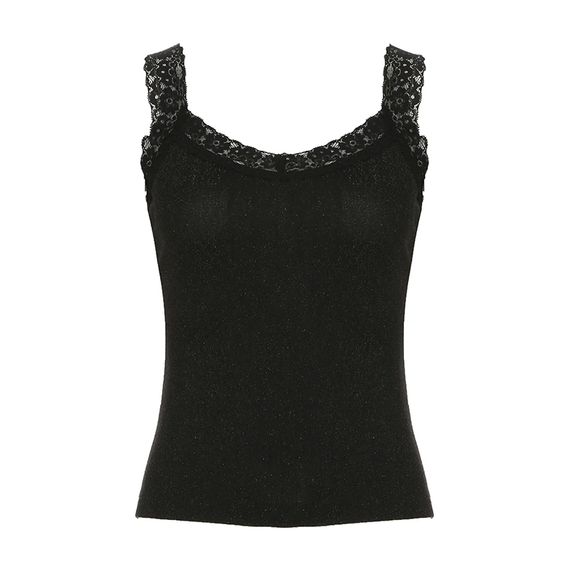 Яркая шелковая майка IAMHOTTY кокетка эстетичная контрастная кружевная лоскутная