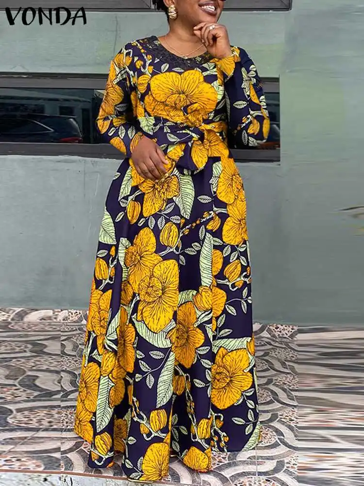 

VONDA женское 2022 винтажное сексуальное платье с принтом, Женский праздничный сарафан, свободный уличный халат, Женский оверсайз
