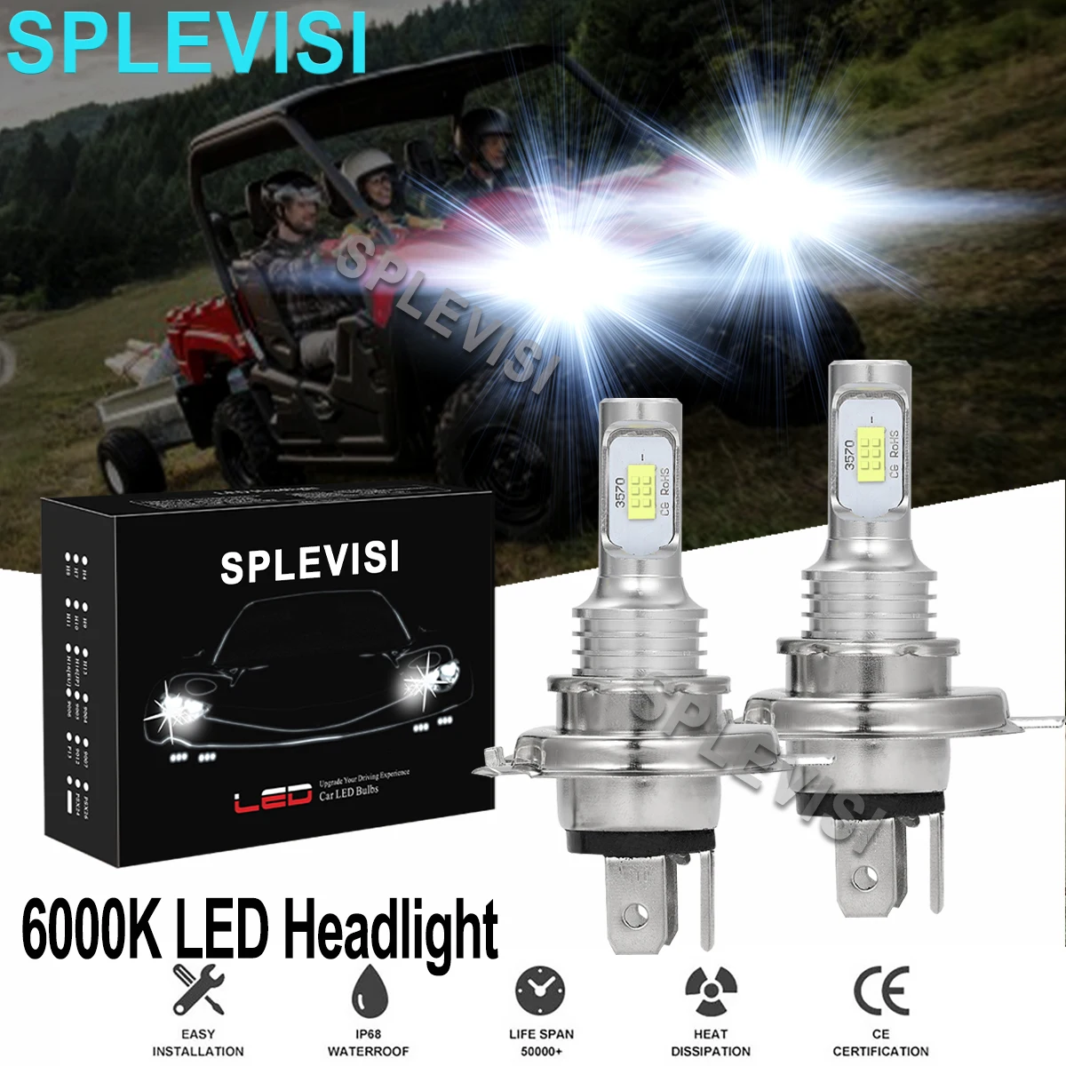 2x70W Pure White ATV UTV LED Headlights For Yamaha Viking 700 2014 2015 2016 Viking VI 2014 2015 2016 -2020 luces led para moto