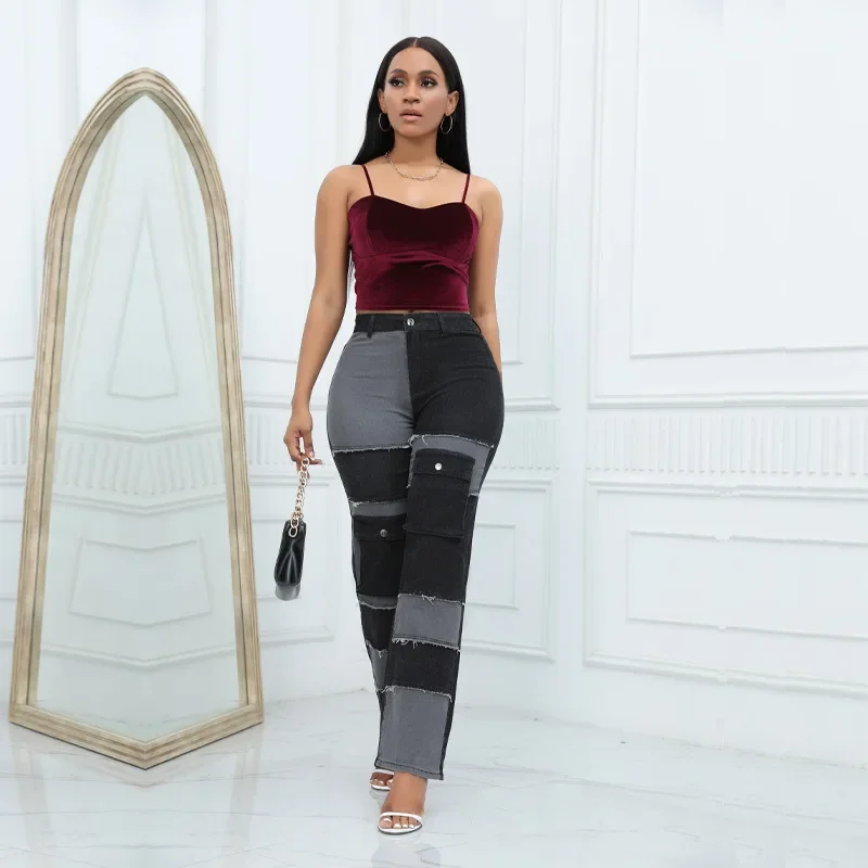 Женские джинсы с высокой талией и логотипом на заказ осень 2023