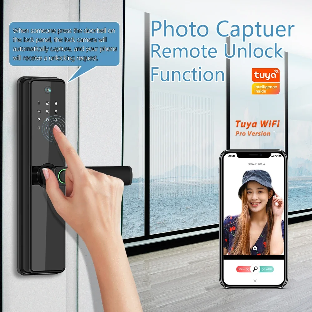 Eseye Видеозвонок в реальном времени Приложение Tuya Глазок Дверной замок Отпечаток