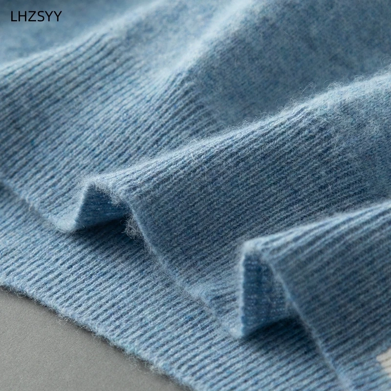 LHZSYY осенне-зимний Новый мужской свитер из 100% чистого кашемира свободные вязаные