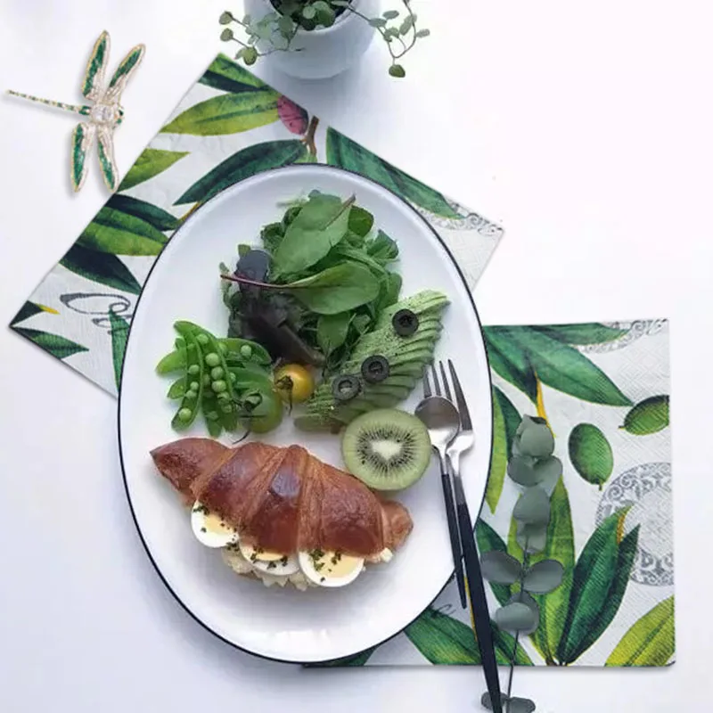 

20 pieces / bag, olives, prints, high-end restaurants, cafes, napkins, paper towels, household handkerchiefs 33 × 33cm