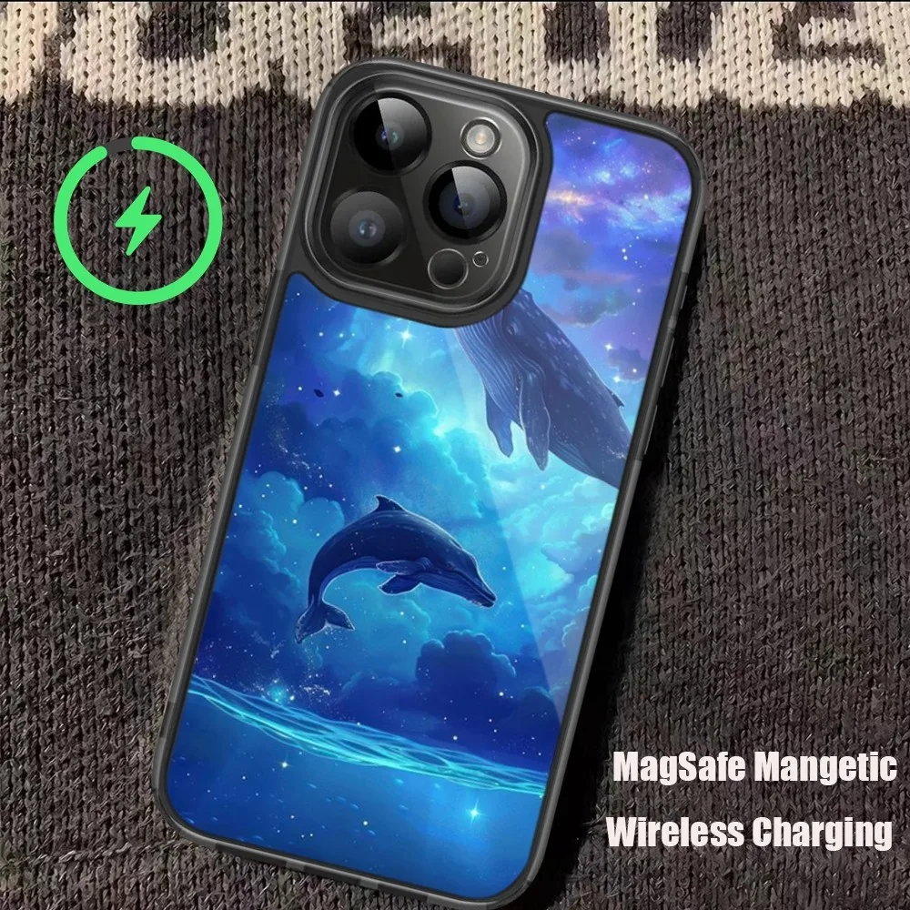 Великолепный чехол для телефона с рисунком Кита iPhone 11 12 13 14 15 Pro Max Plus Mini Magsafe
