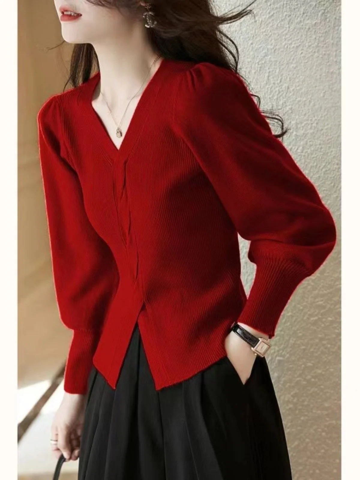 2024 ранняя осень новый шерстяной свитер женский модный вязаный с длинными