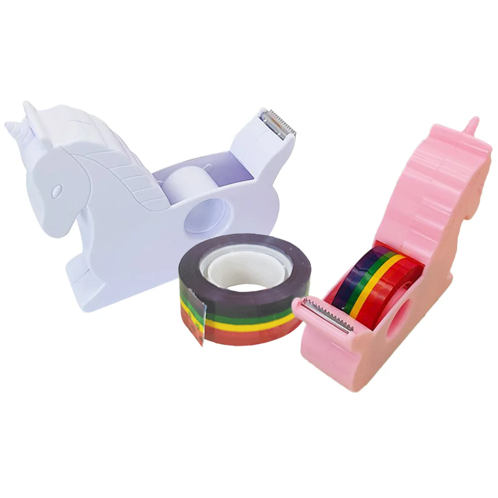 

2 Pcs Dispenser Student Miniature Holder Portable Tape Stainless Steel Unicorn Shape Envelope Washi Kawaii school supplies