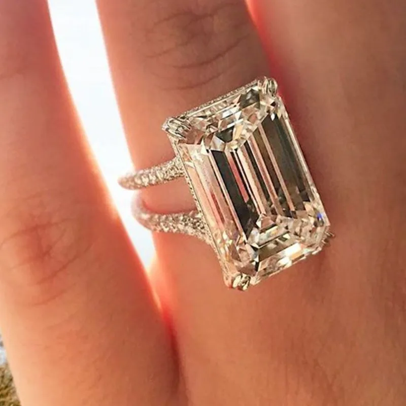 

2022 Luxury Crystal Geometric Cubic Zirconia Wedding Rings for Women Fashion Versatile Female Accessories High Quality Jewelry