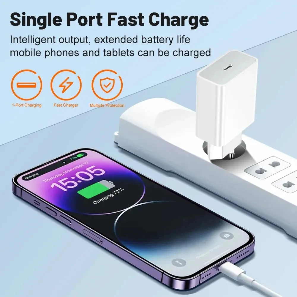 Фото Адаптер питания PD USB-C 20 Вт, быстрое зарядное устройство для iPhone 14 13 12 11 Pro Max, USB Type C, настенная быстрая зарядка X XS XR 7 8 6 Plus, кабель №2