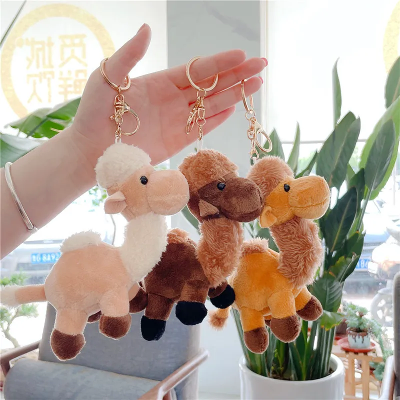 

17cm Kawaii keychain Cartoon Lovely Camel Doll Keychains Car Bag Accessory Cute Plush Boy Girl Couple Keyring Lover Pendant