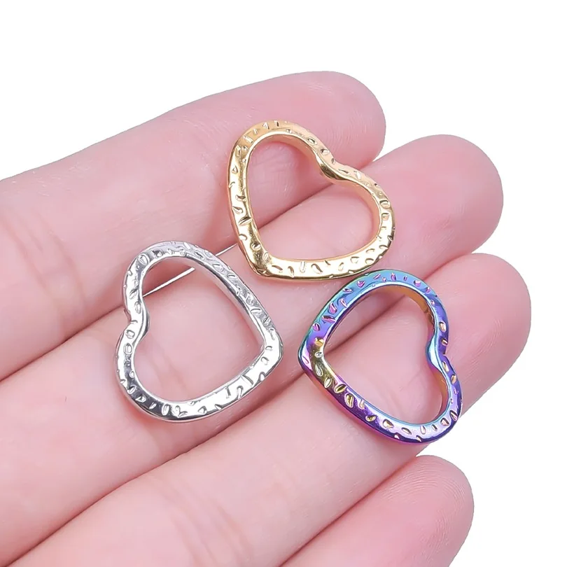 5 шт. DIY 316L Нержавеющая сталь 16x18 мм узор в горошек любовь цвет золото подвески для