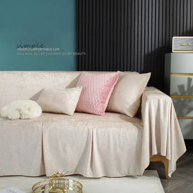 

Modern Skirted Sofa Cover Blanket 2 3 4 5 Seater Velvet Chenille Universal Couch Slipcover Armchair Cover Sofa Towel Living Room