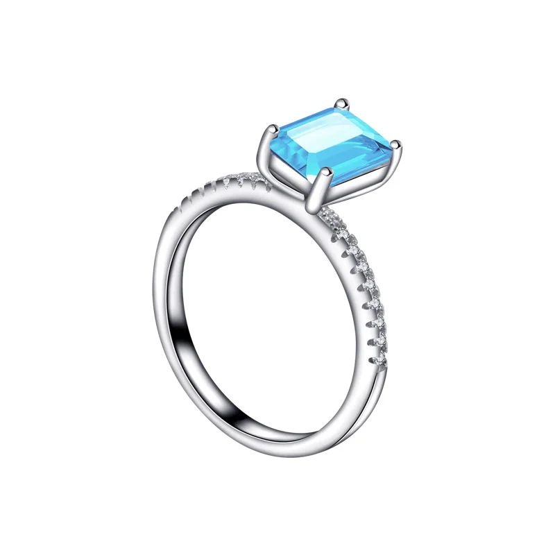 

European and American retro S925 sterling silver white crystal set ring versatile silver jewelry high-quality women's ring