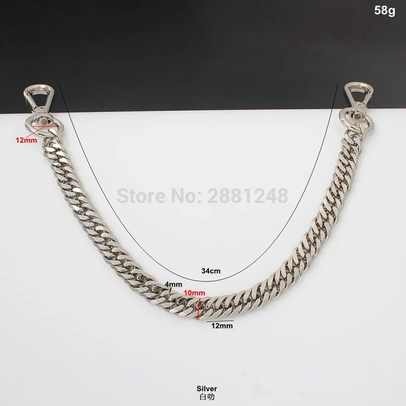 10mm Handle Accessory Bag with Gold Silver Metal Chain for Handbags Hardware Accessories Package Repair Metal Chain Purse Strap