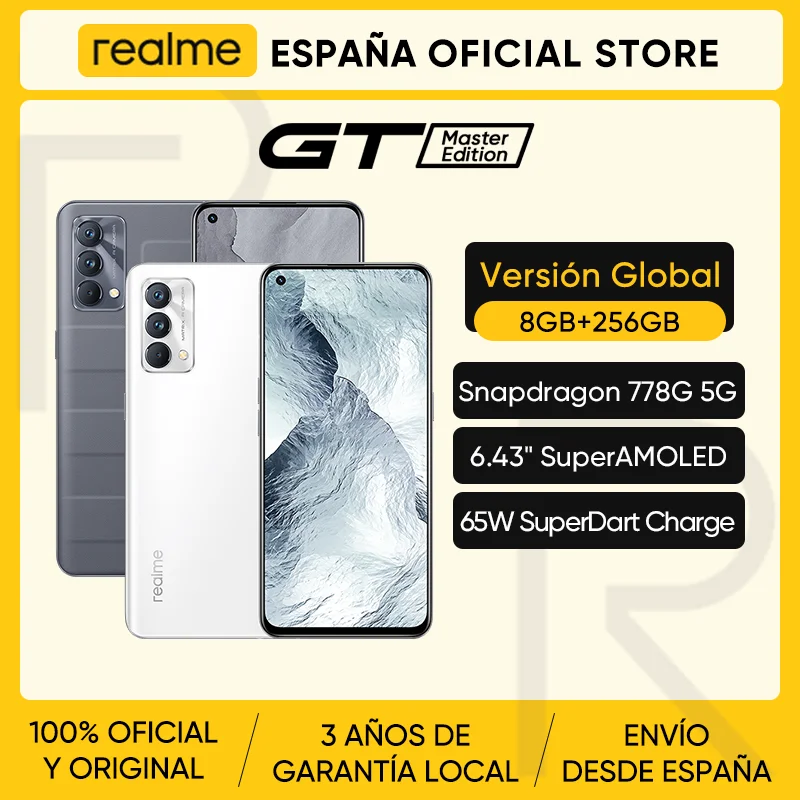 Смартфон глобальная версия realme GT Master Edition 8 ГБ ОЗУ 256 Гб ПЗУ Snapdragon 778G 5G 6 43 дюйма 120 Гц