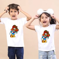 tees kids summer clothes 3 12t size top disney high quality printed donald duck short sleeve unisex t shirt twin sister brother
