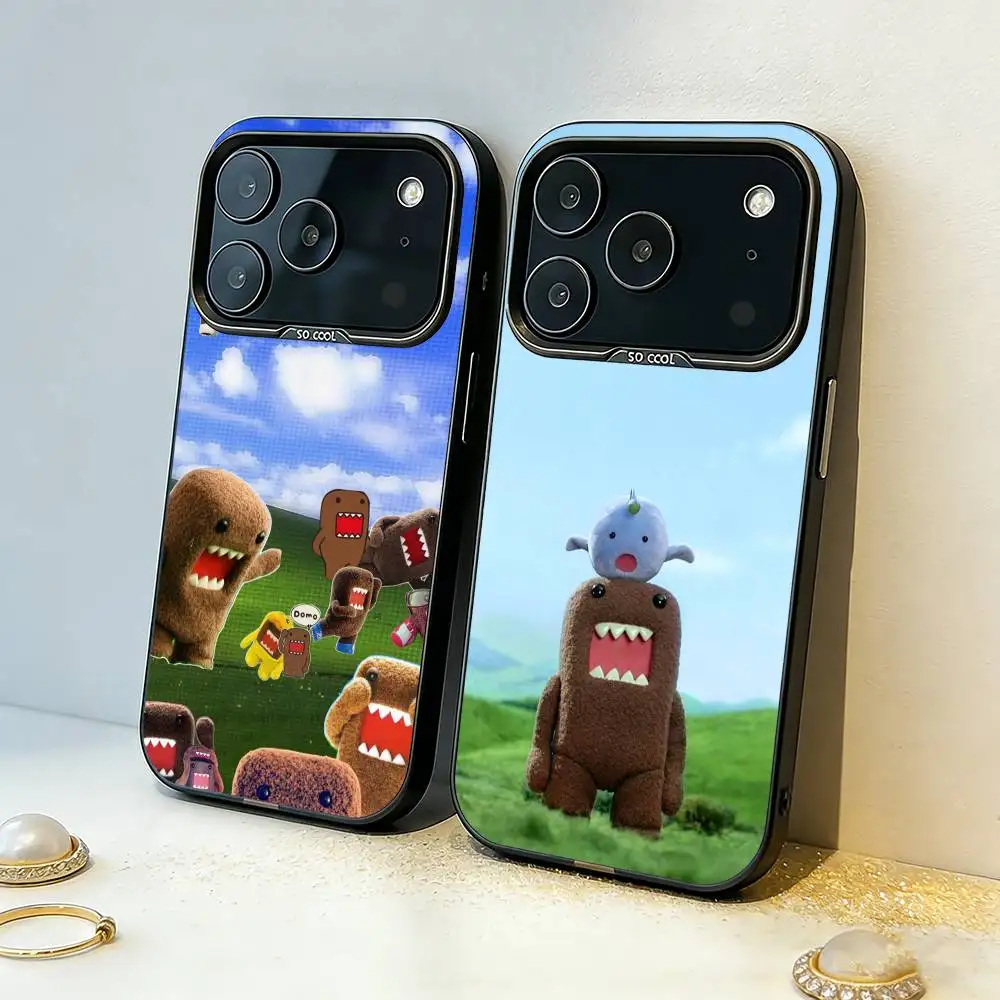 Фото Cute Domo-kun Phone Case For iPhone17,16,15,14,13,12,11,Pro,MAX Gray Matte Silicone Black Cover
